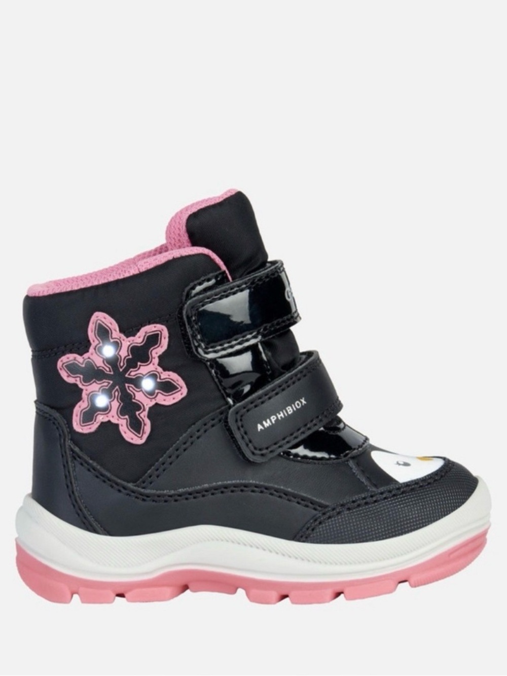Geox Kids Black and Pink Winter Boots with Snowflake Detail